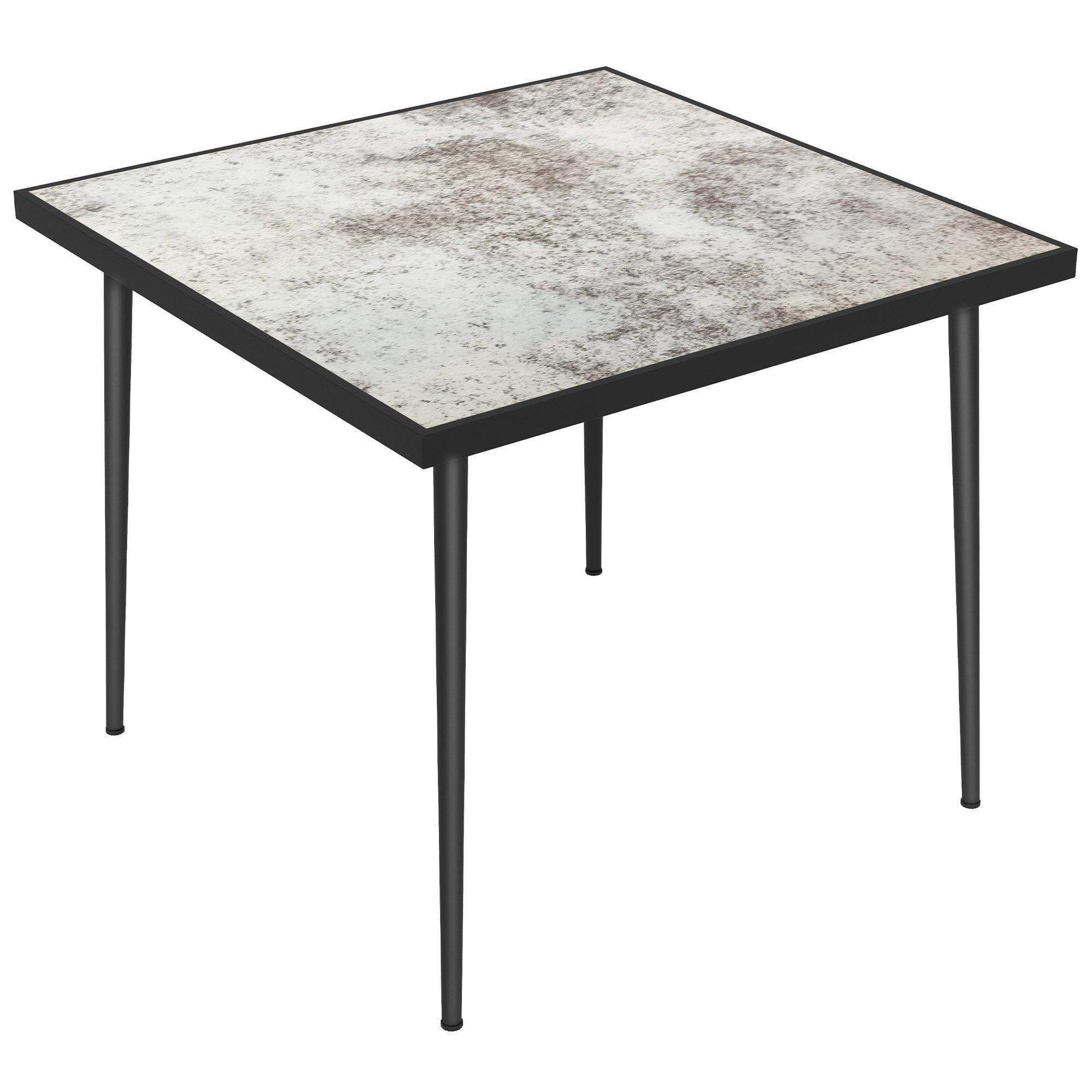 Square Outdoor Dining Table with Marble Effect Top Steel Frame for Patio - image 1