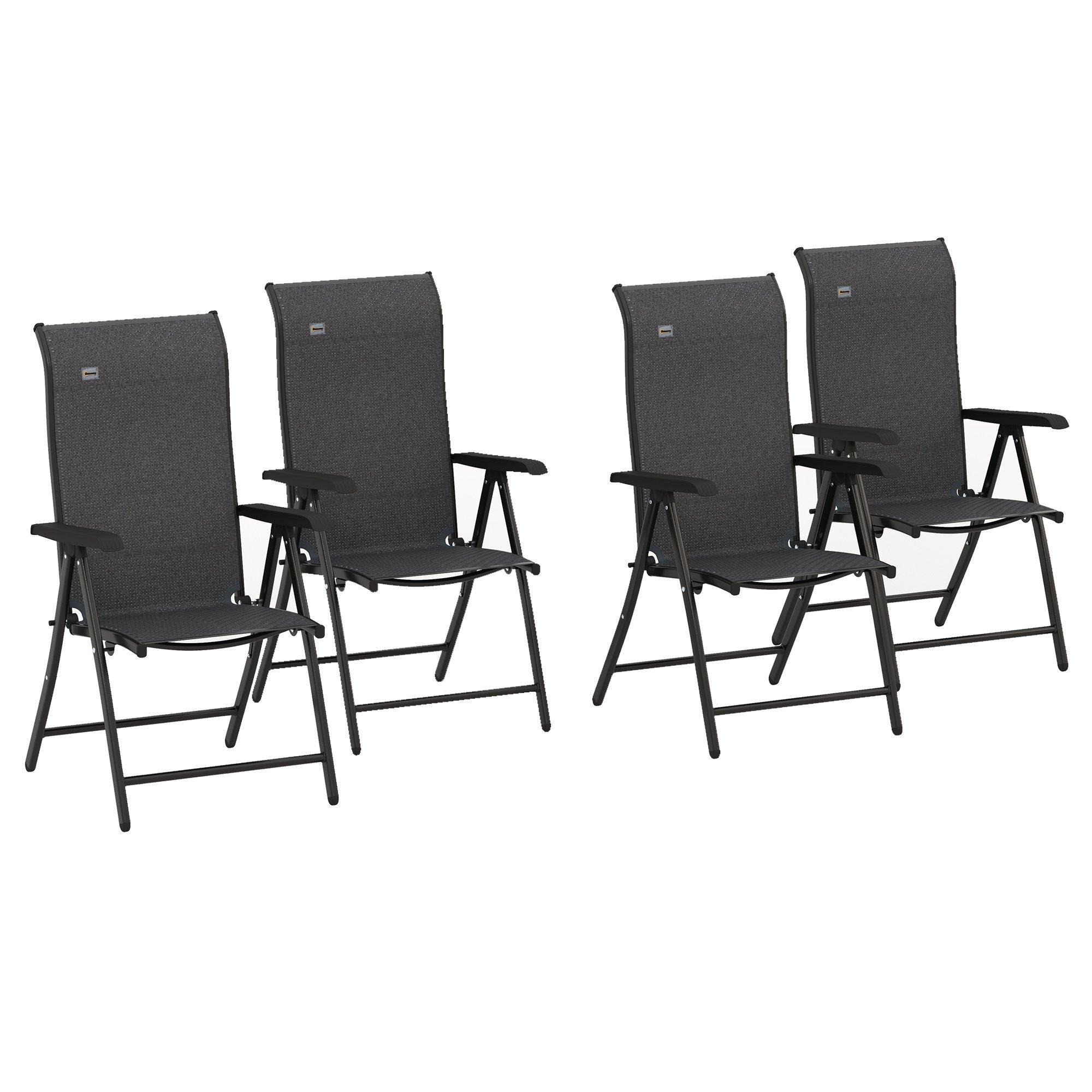4 PCs Outdoor Rattan Folding Chair Set with 7 Levels Adjustable Backrest Grey - image 1