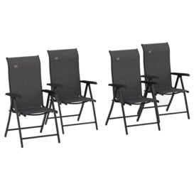 4 PCs Outdoor Rattan Folding Chair Set with 7 Levels Adjustable Backrest Grey - thumbnail 1