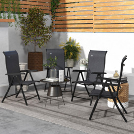 4 PCs Outdoor Rattan Folding Chair Set with 7 Levels Adjustable Backrest Grey - thumbnail 2