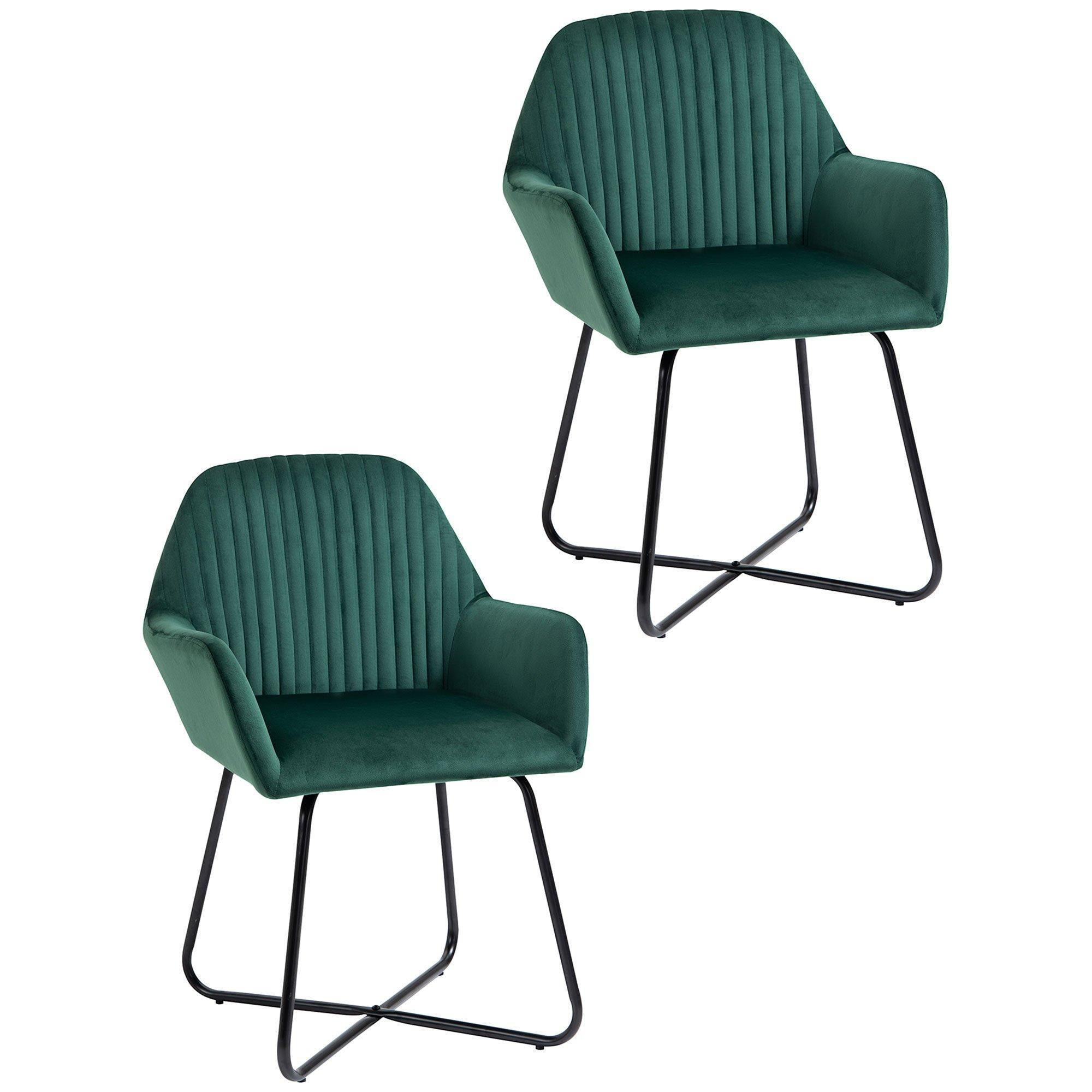 Modern Accent Chair Velvet Feel Upholstered Lounge Armchair Set of 2 - image 1
