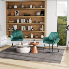 Modern Accent Chair Velvet Feel Upholstered Lounge Armchair Set of 2 - thumbnail 3