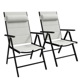 2 PCS Outdoor Folding Chairs, Dining Chairs with Padded Filling