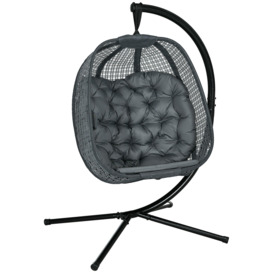 Hanging Swing Chair with Thick Cushion, Patio Hanging Chair, Dark Grey - thumbnail 1