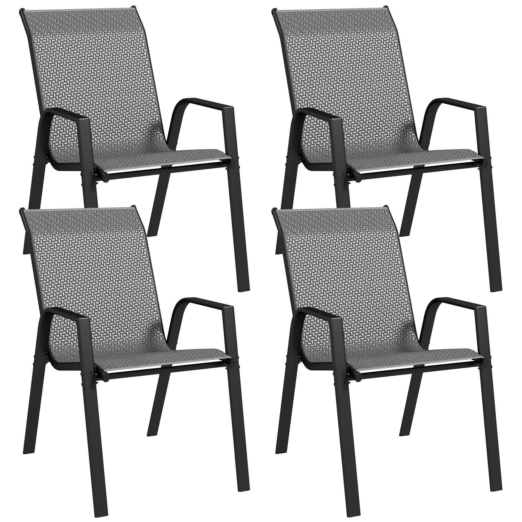 Wicker Dining Chairs Set of 4, Stackable Outdoor Chairs - image 1