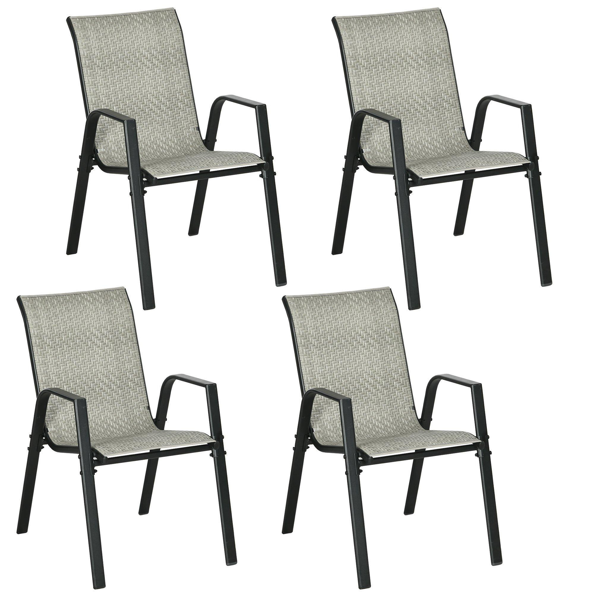 Wicker Dining Chairs Set of 4, Stackable Outdoor Chairs - image 1