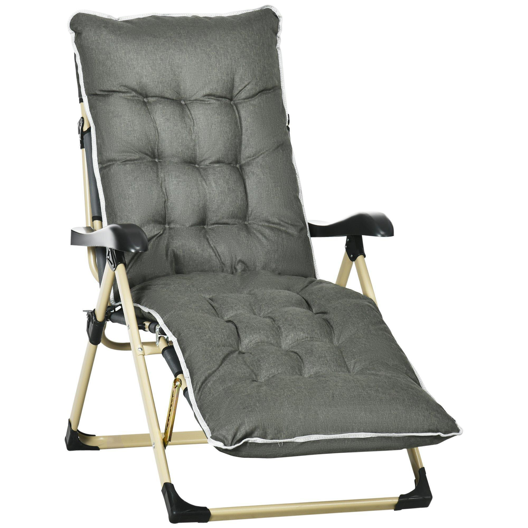 Outdoor Folding Reclining Lounge Chair Patio Lounger, Adjustable Back Footrest - image 1