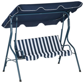 3-person Garden Swing Chair with Adjustable Canopy, Stripes