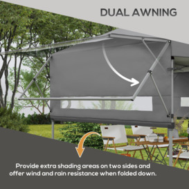 5x3(m) Easy Pop Up Gazebo with 1-Button Push and Extend Dual Awnings - thumbnail 3
