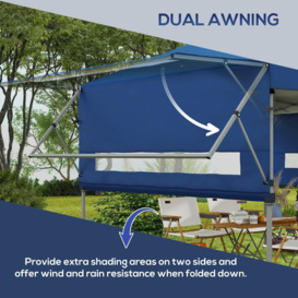 5x3(m) Easy Pop Up Gazebo with 1-Button Push and Extend Dual Awnings - thumbnail 3