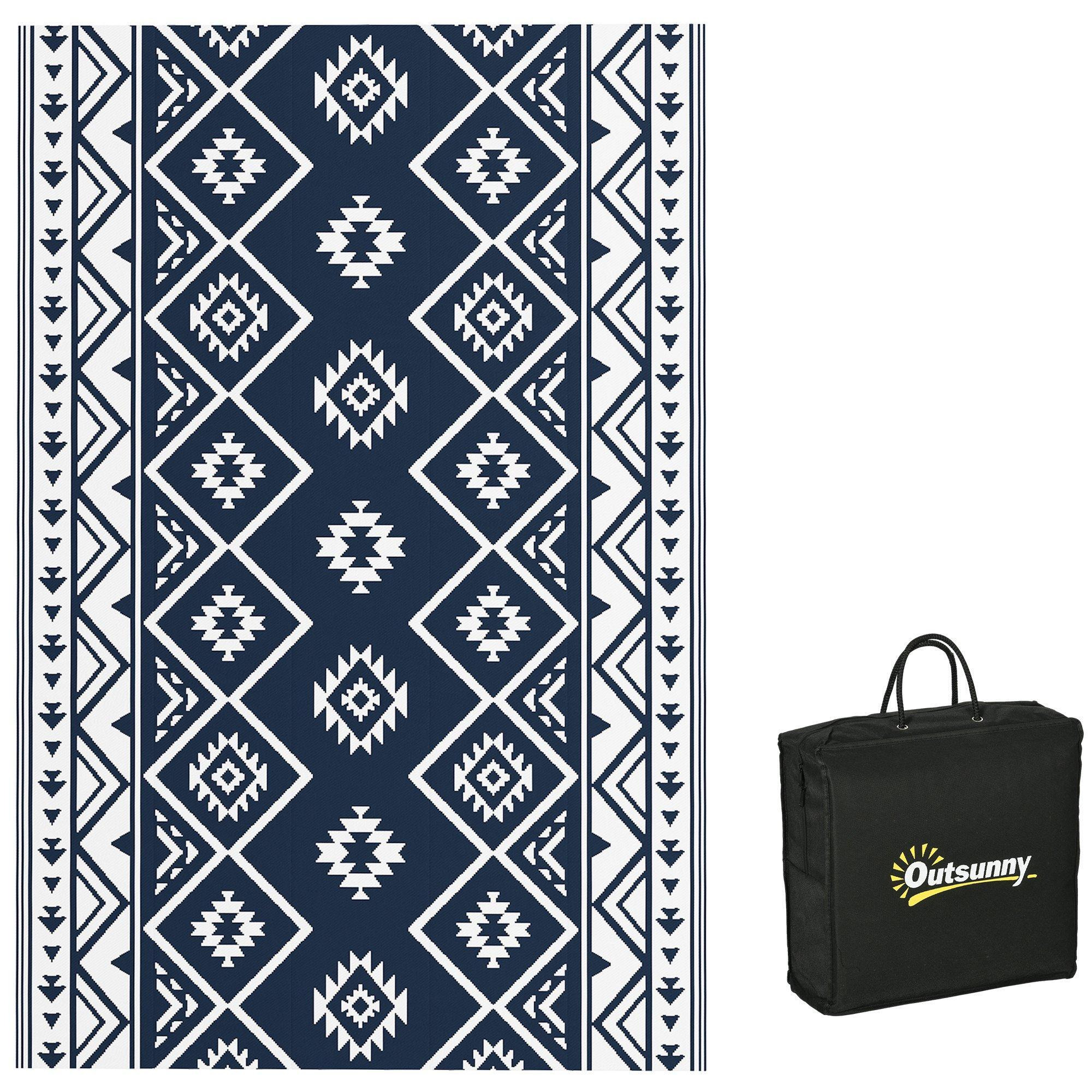 Reversible Outdoor Rug with Carry Bag for RV Camping Beach, 182 x 274cm - image 1