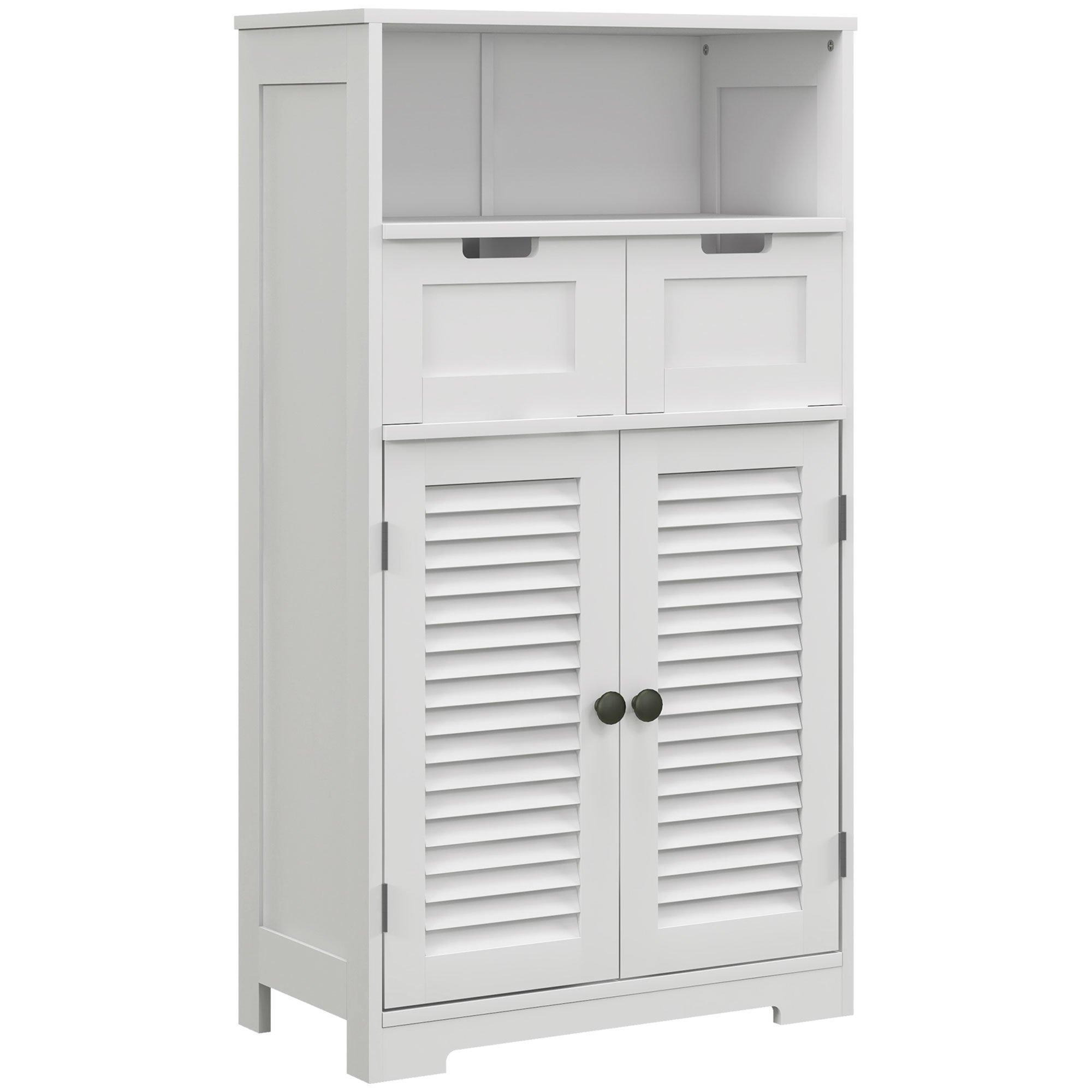 Free Standing Bathroom Storage Cabinet with Louvred Doors 2 Drawers - image 1