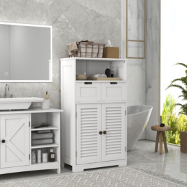 Free Standing Bathroom Storage Cabinet with Louvred Doors 2 Drawers - thumbnail 3