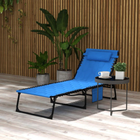 Foldable Sun Lounger with Reclining Back, Outdoor Sun Lounger with Padded Seat - thumbnail 2