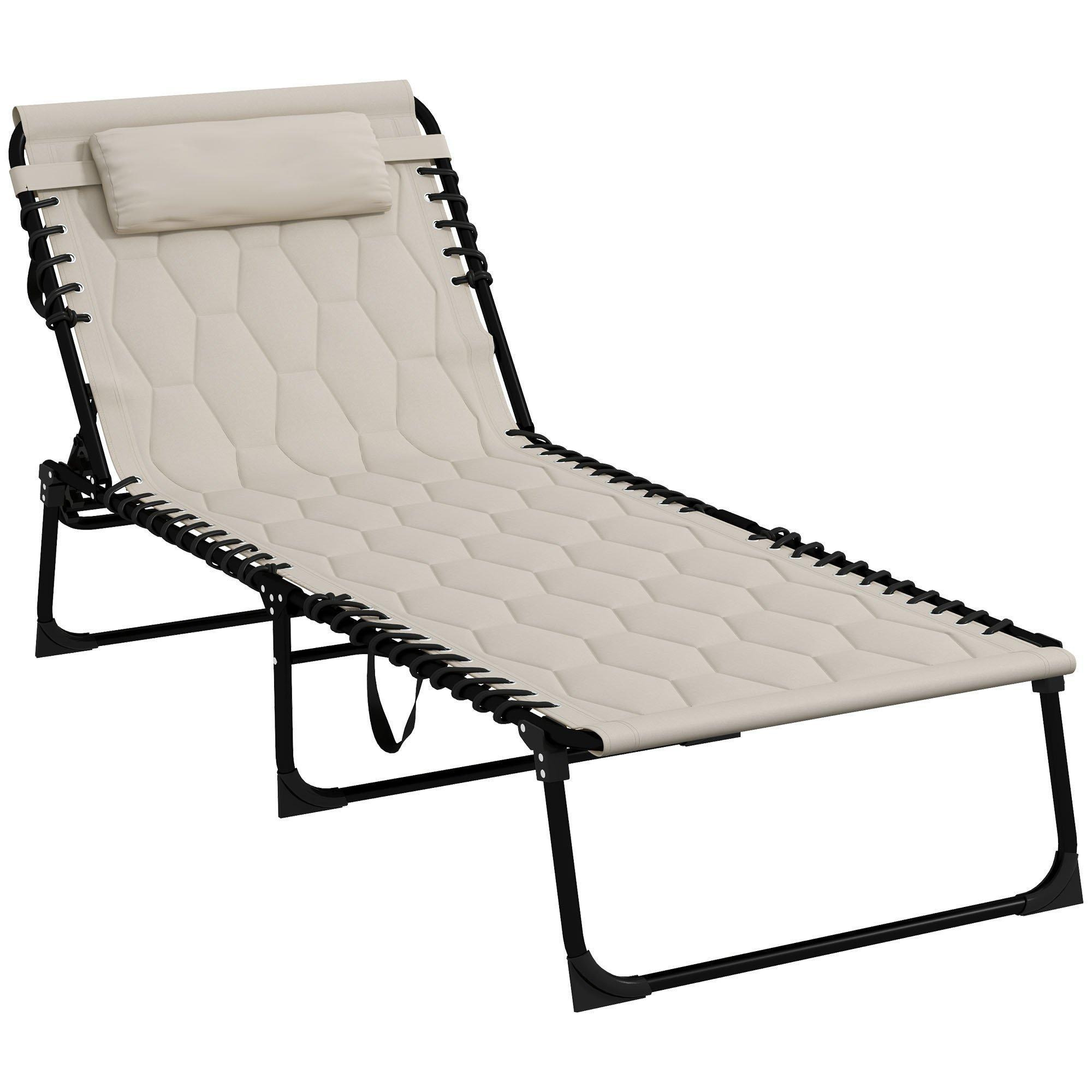 Foldable Sun Lounger w/ Reclining Back Sun Lounger w/ Padded Seat - image 1
