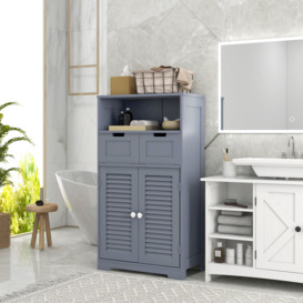 Free Standing Bathroom Storage Cabinet with Louvred Doors 2 Drawers - thumbnail 3