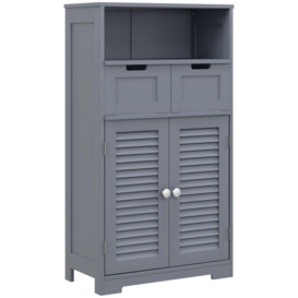 Free Standing Bathroom Storage Cabinet with Louvred Doors 2 Drawers - thumbnail 1