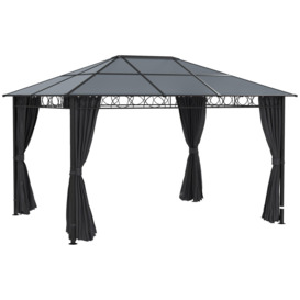 3 x 4m Hardtop Gazebo for Garden Party with Polycarbonate Roof and Curtains