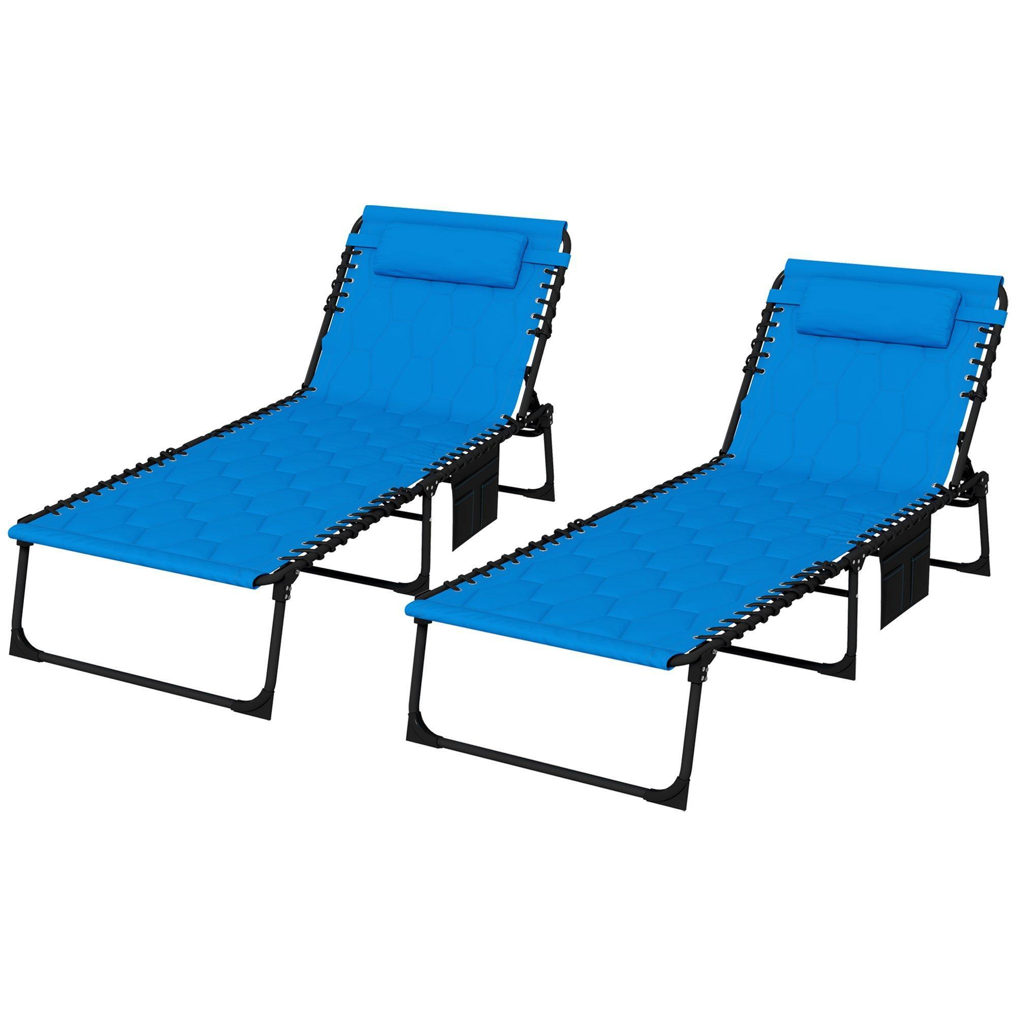 Foldable Sun Lounger Set with Reclining Back, Outdoor Lounger with Padded Seat - image 1