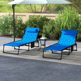 Foldable Sun Lounger Set with Reclining Back, Outdoor Lounger with Padded Seat - thumbnail 2