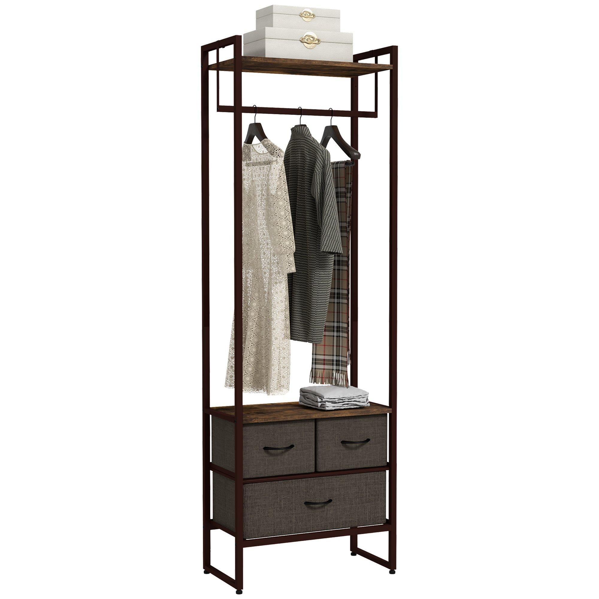 Free Standing Clothes Rail Garment Rack with 3 Fabric Drawers - image 1