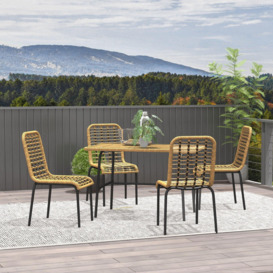 4 Seater Rattan Garden Furniture Set w/ Tempered Glass Tabletop - thumbnail 2