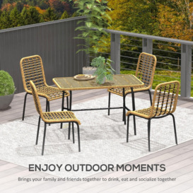 4 Seater Rattan Garden Furniture Set w/ Tempered Glass Tabletop - thumbnail 3