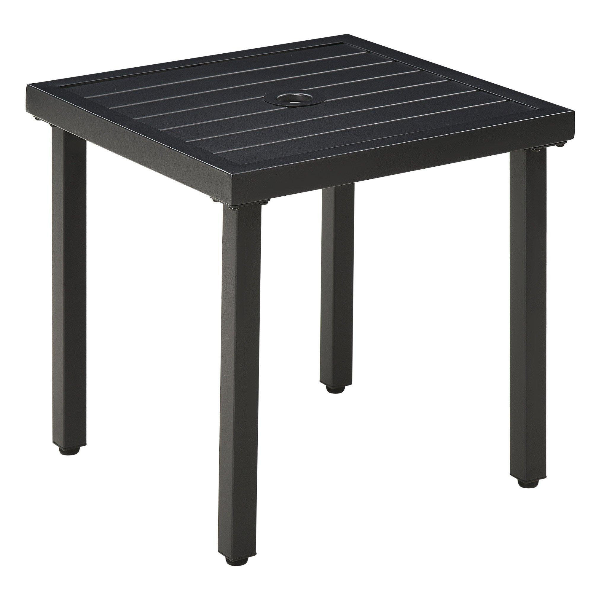 Patio End Table Garden Side Table with Umbrella Hole and Steel Frame - image 1
