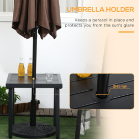 Patio End Table Garden Side Table with Umbrella Hole and Steel Frame - thumbnail 3
