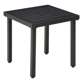 Patio End Table Garden Side Table with Umbrella Hole and Steel Frame - thumbnail 1