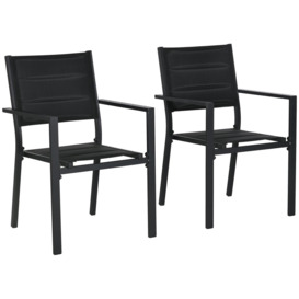 2 PCs Dining Chairs, Stackable Design Aluminium Outdoor Armchairs