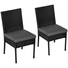 2 PCs Rattan Garden Chairs with Cushion, Wicker Dining Chairs
