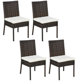 4 PCs Rattan Garden Chairs with Cushion, Wicker Dining Chairs - thumbnail 1