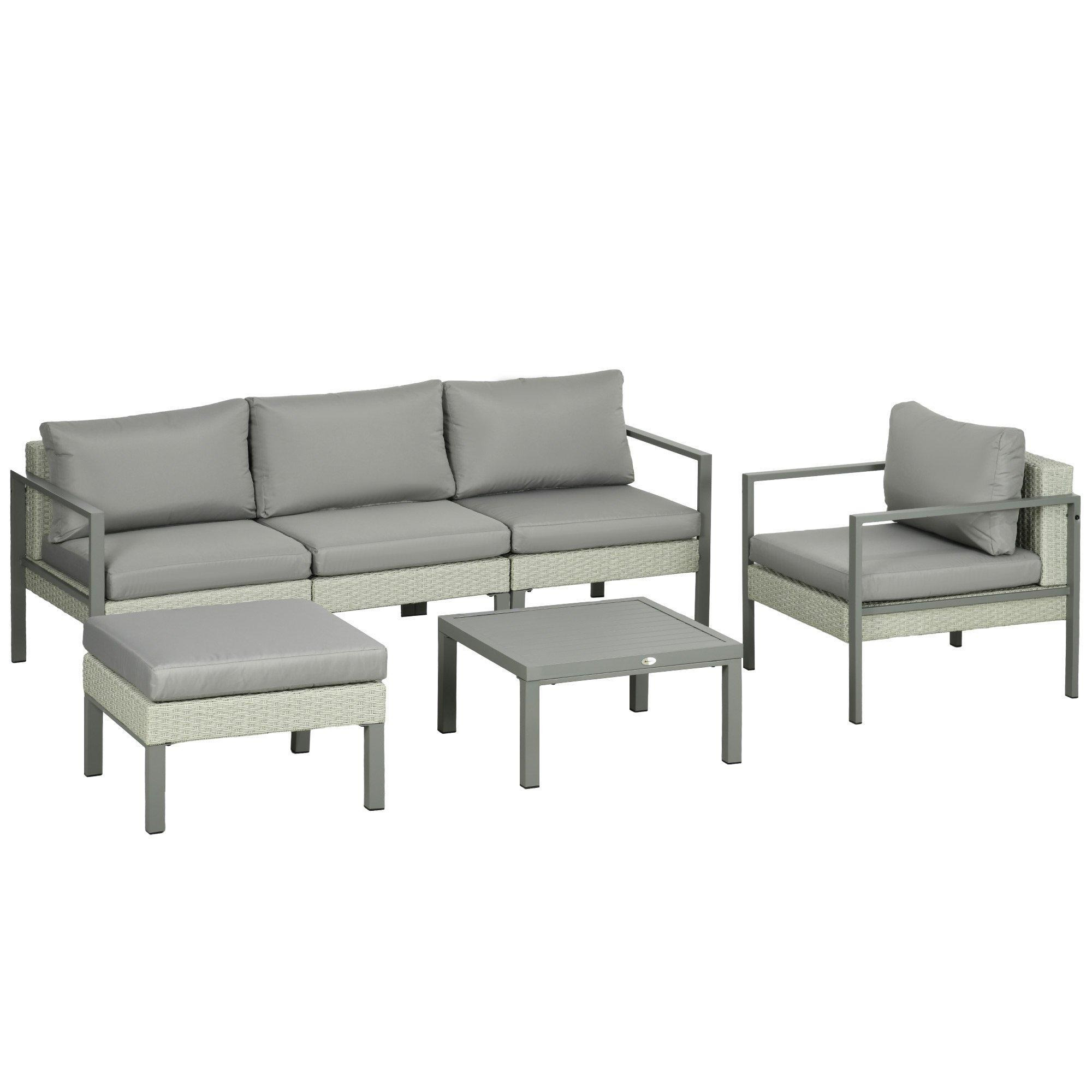 6 PCs Rattan Garden Furniture Set with Table, Cushion - image 1