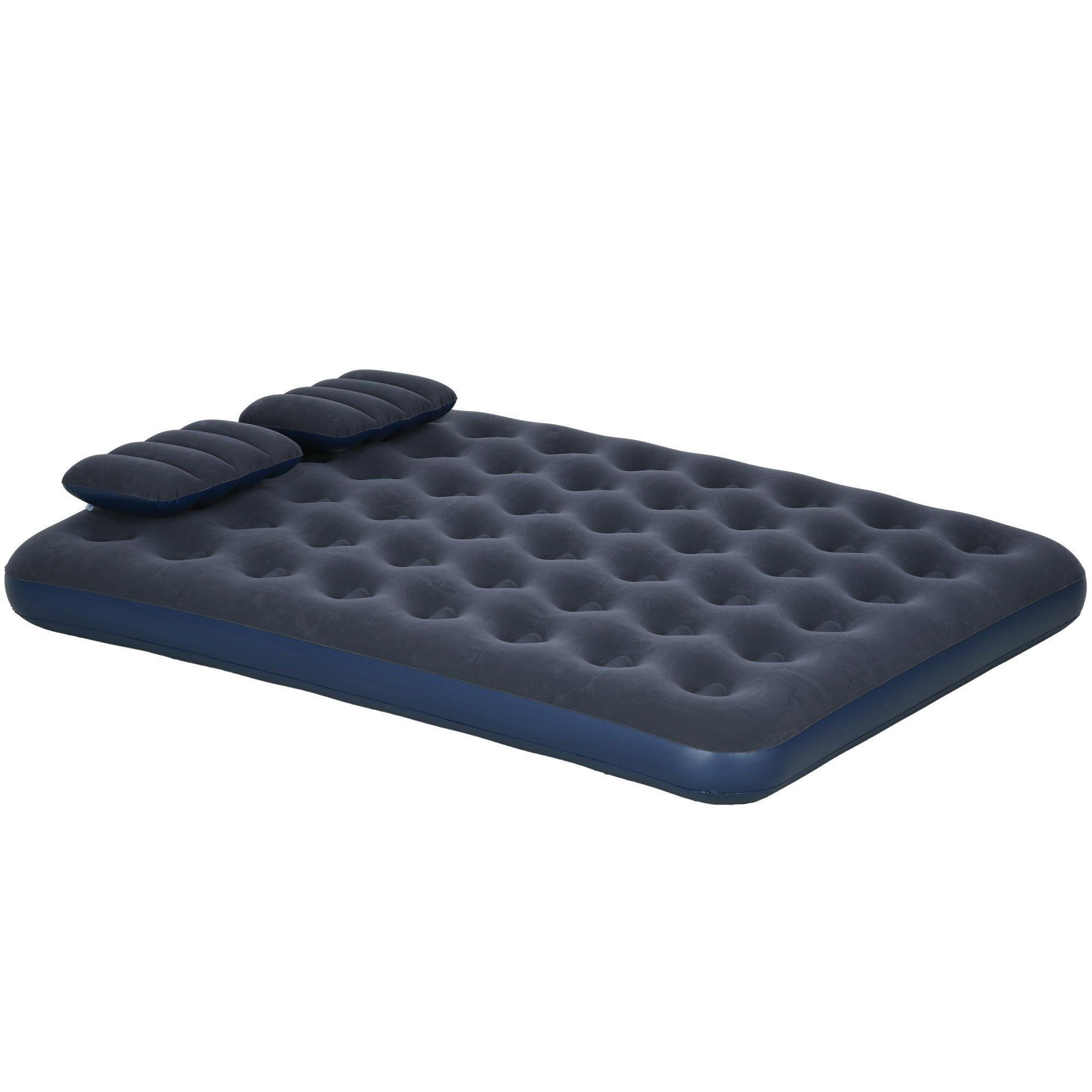 Double Air Bed with 2 Pillows, Inflatable Mattress, Blue, 191 x 137 x 22cm - image 1