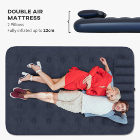 Double Air Bed with 2 Pillows, Inflatable Mattress, Blue, 191 x 137 x 22cm - thumbnail 3