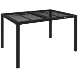 Rectangle Outdoor Dining Table for 4 People with Metal Top and Steel Frame
