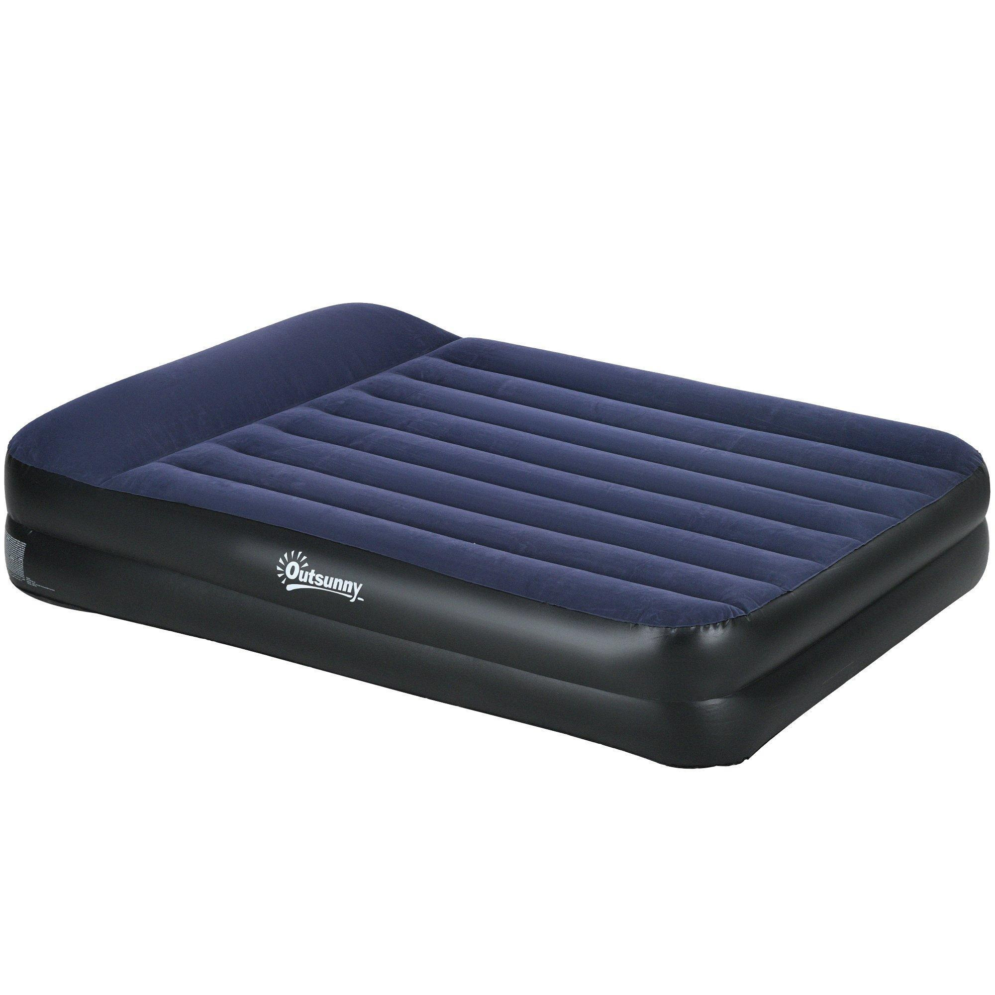 Queen Size Air Bed with Built-in Pump and Integrated Pillow, Inflatable Mattress - image 1