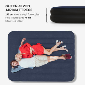 Queen Size Air Bed with Built-in Pump and Integrated Pillow, Inflatable Mattress - thumbnail 3