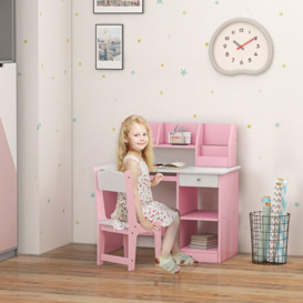 2 Pieces Kids Desk and Chair Set with Storage, for 5-8 Year Old