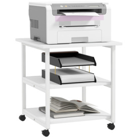 3 Tier Printer Stand with Shelf and Wheels Rolling Printer Cart