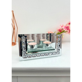 Sparkly Rectangle Jewelled Candle Tealight Holder