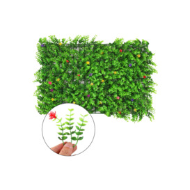 Artificial Hedge Panels Green Grass Wall Backdrop, Small Flowers - thumbnail 1
