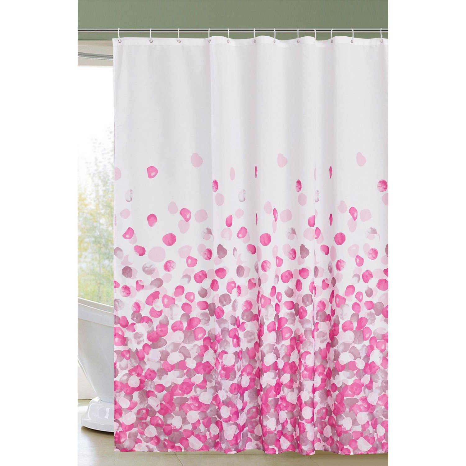 Pink Pebble Printed Polyester Shower Curtain - 180cm x 200cm - image 1