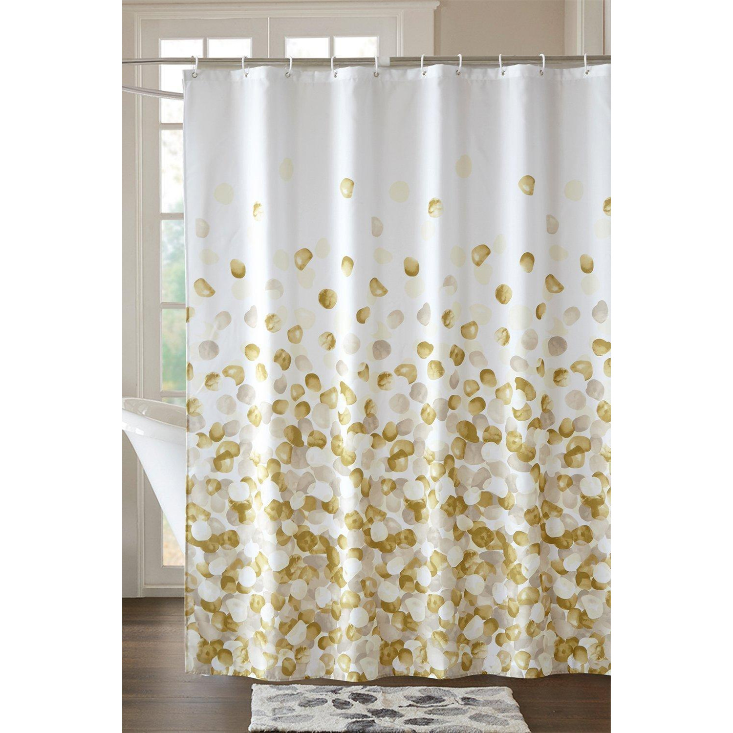 Gold Pebble Printed Polyester Shower Curtain - 180cm x 180cm - image 1