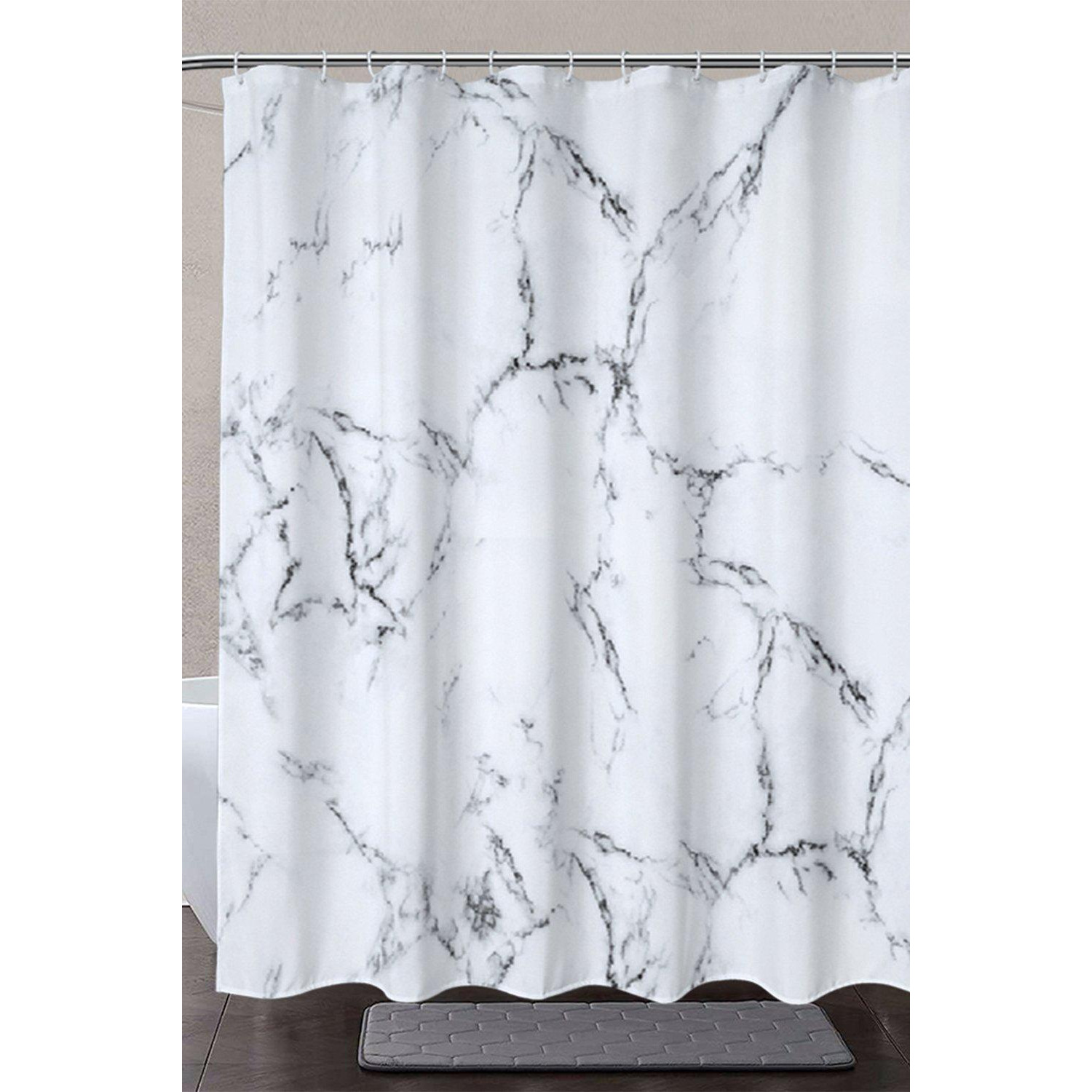 Marble Shower Curtain, Grey & White - 180cm x 200cm - image 1