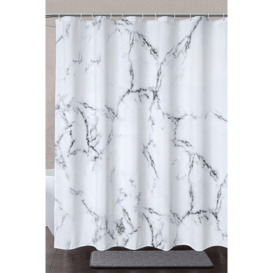 Marble Shower Curtain, Grey & White - 180cm x 200cm - thumbnail 1