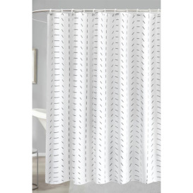 Simple Geometric Lines Printed Shower Curtain, Black & White - 180cm x 200cm - thumbnail 1