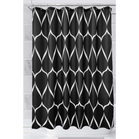 Lattice Design Shower Curtain, Black - 180cm x 180cm - thumbnail 1