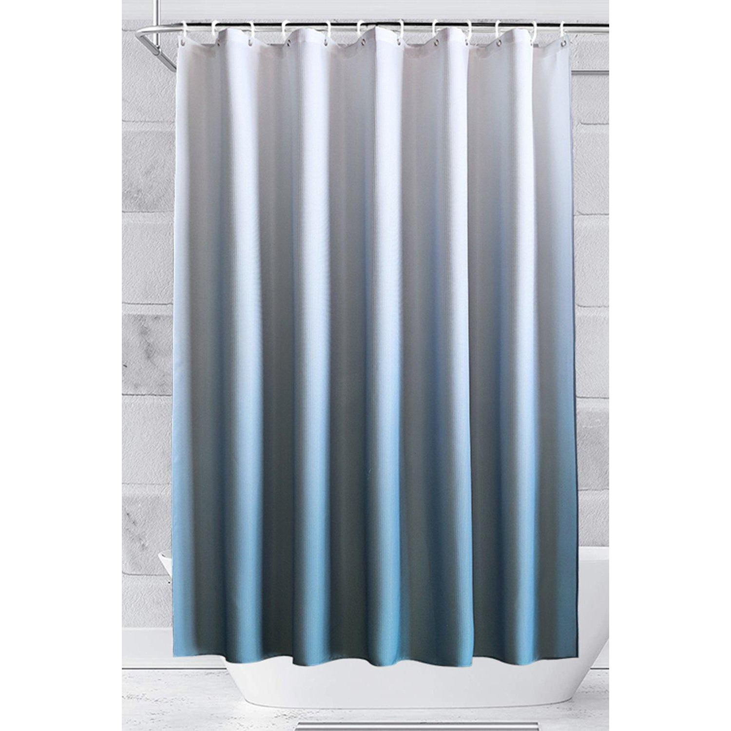 Gradient Colour Shower Curtain, Blue & White - 180cm x 200cm - image 1